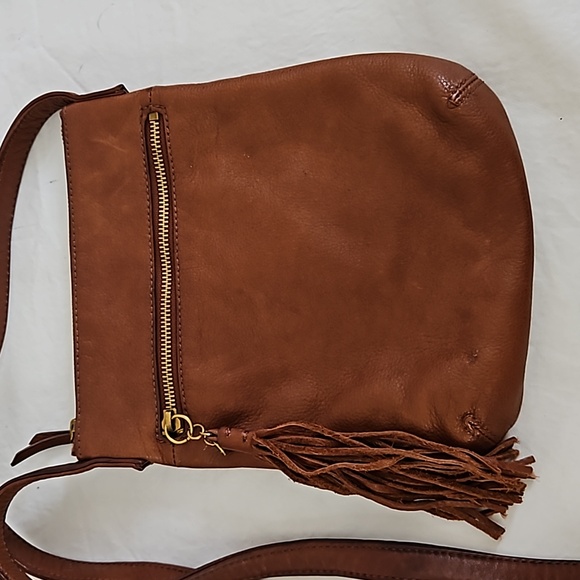 HOBO Sarah Brown Leather Tassel Cossbody Bag - Picture 3 of 10